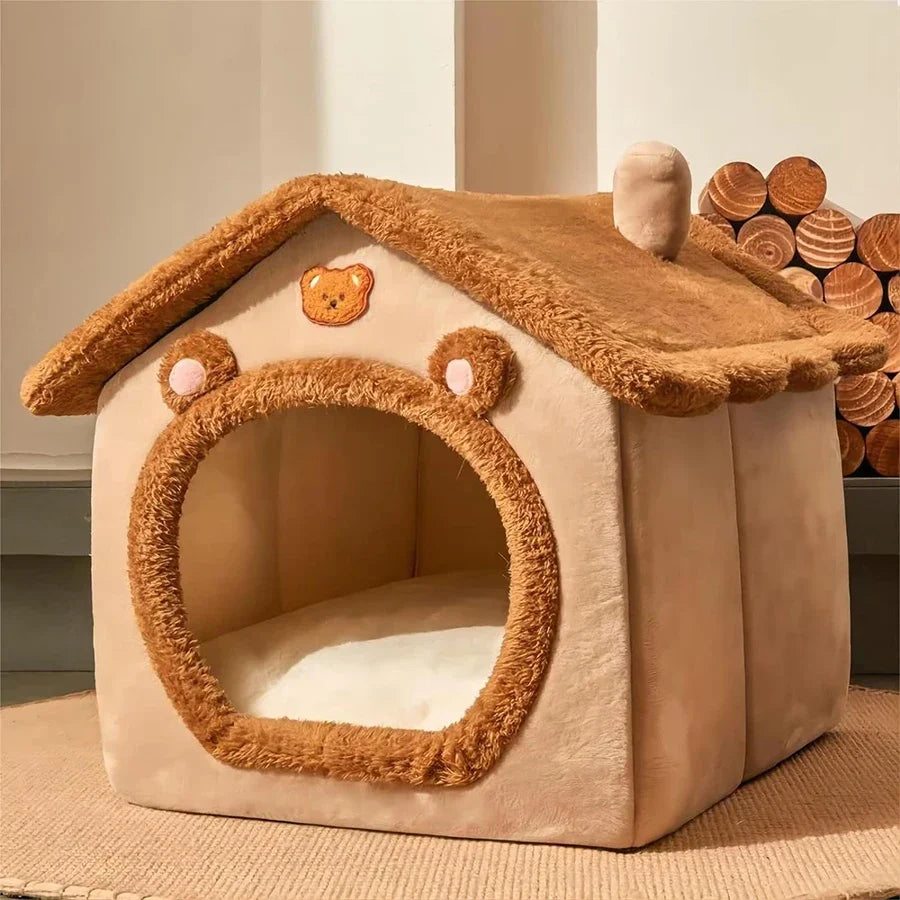 SnugCube Maison pour chat pliable – niche pour chien en peluche lavable
