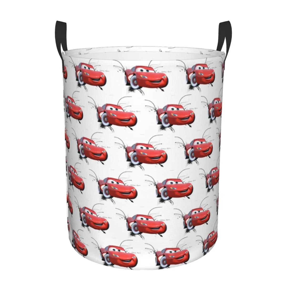 Panier à linge pliable Cars Lightning McQueen pour enfants, grande capacité en polyester avec poignées (S 34x42 cm, M 40x50 cm)