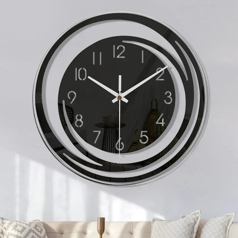 Horloge Murale Acrylique Noir - Design Géométrique Moderne - Mécanisme Silencieux - Élégance Intemporelle Scandinave | Sansotis
