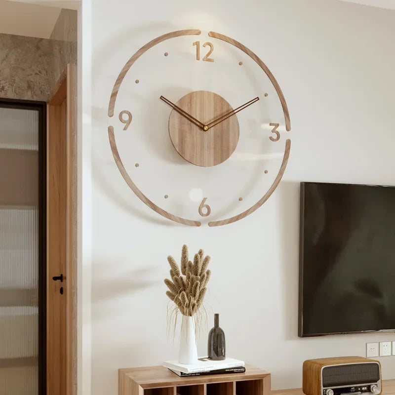 Houten Wandklok 30-35cm Massief Hout Stille Uurwerk Woonkamer Slaapkamer Kantoor Scandinavisch Design | Sansotis