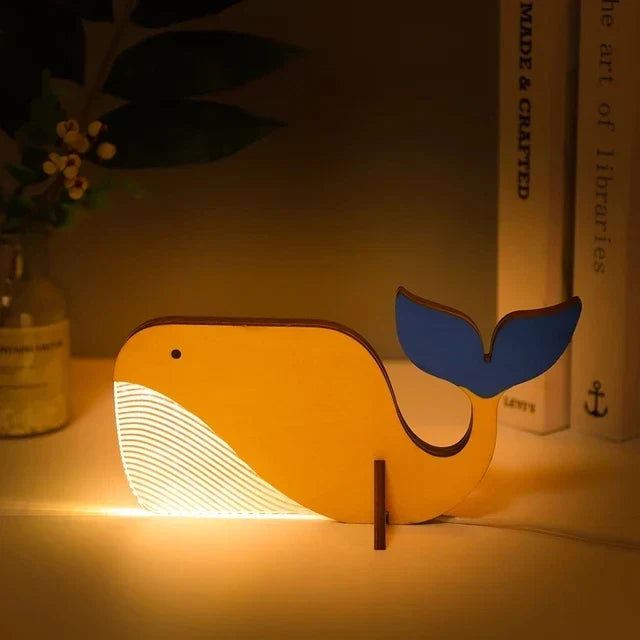 Charmantes lampes de chevet LED en bois avec animaux