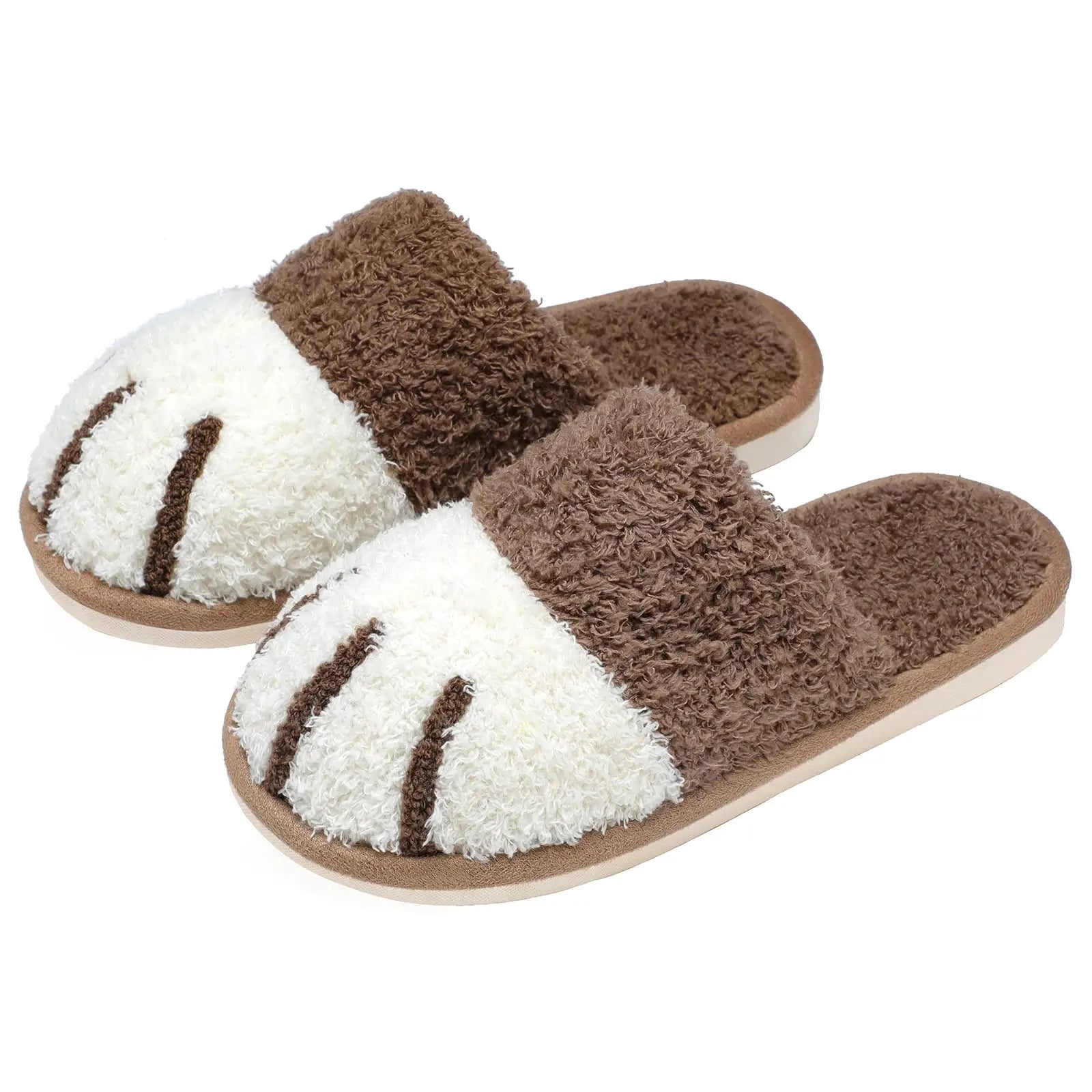 Pantoufles douces et confortables pour femmes - motif patte de chat, semelle intérieure en mousse à mémoire de forme, détente intérieure en hiver