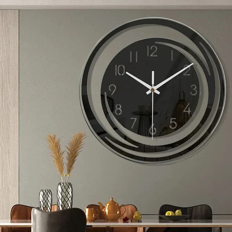Horloge Murale Acrylique Noir - Design Géométrique Moderne - Mécanisme Silencieux - Élégance Intemporelle Scandinave | Sansotis