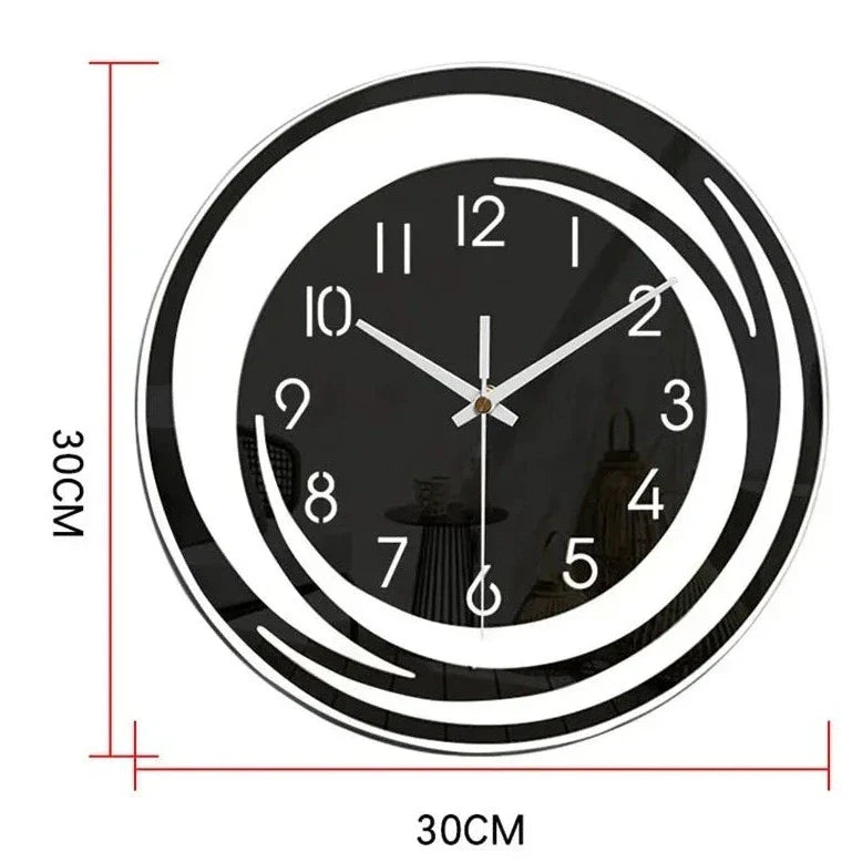 Horloge Murale Acrylique Noir - Design Géométrique Moderne - Mécanisme Silencieux - Élégance Intemporelle Scandinave | Sansotis