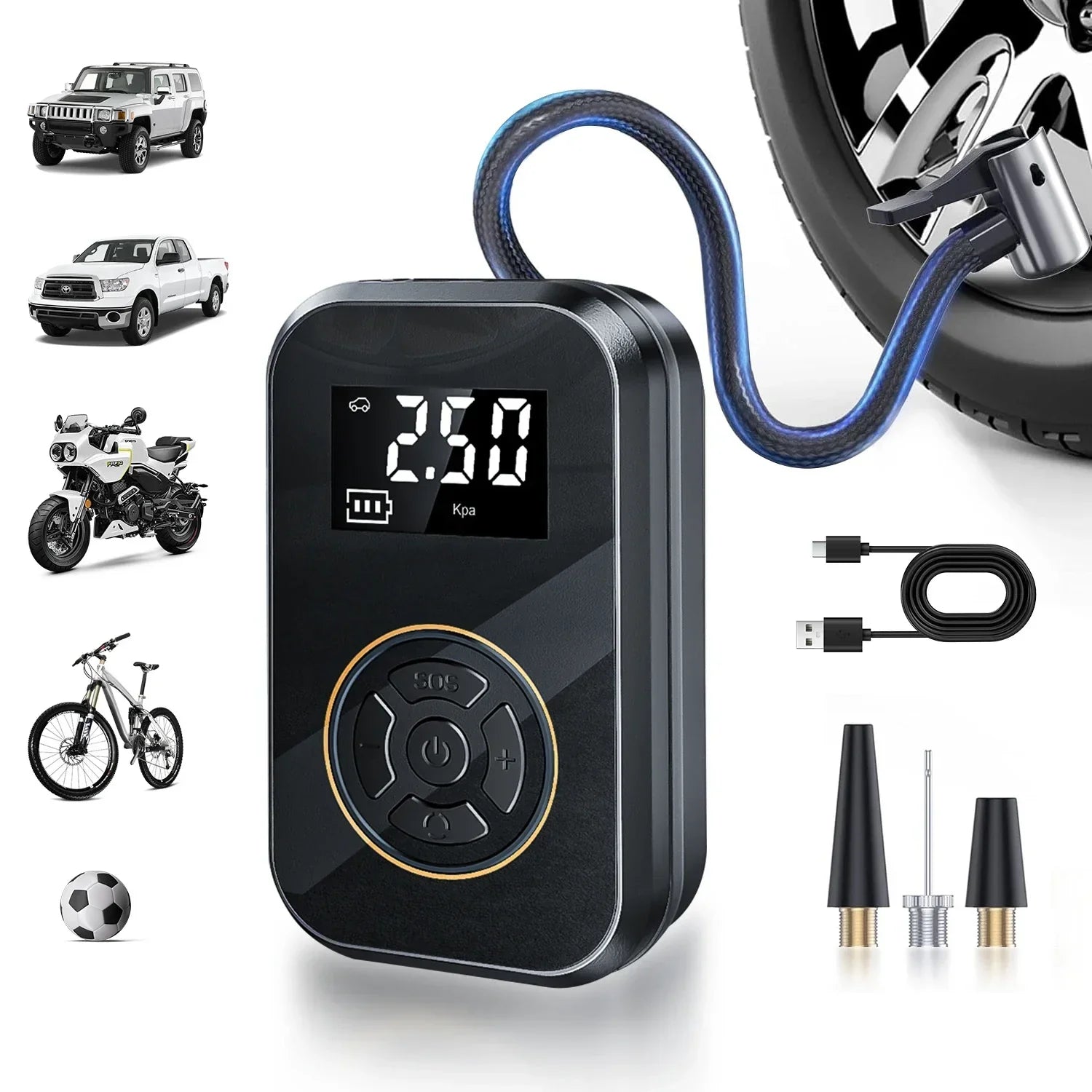Narsago | Compresseur AirVolt Go | Sans fil et rechargeable | Pression des pneus et banque d'énergie tout-en-un | Compact et portable