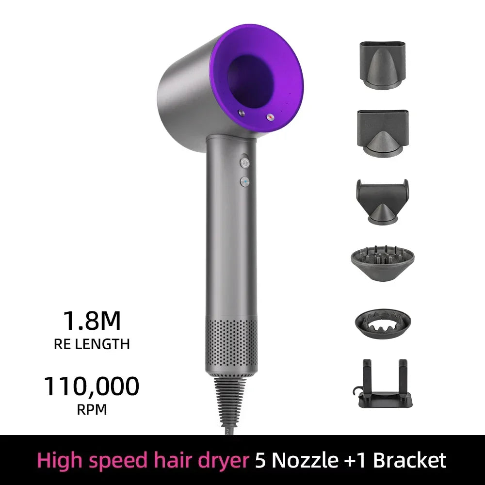 Sèche-cheveux ionique | 200 millions d'ions négatifs | Contrôle intelligent de la température | 110 000 tr/min