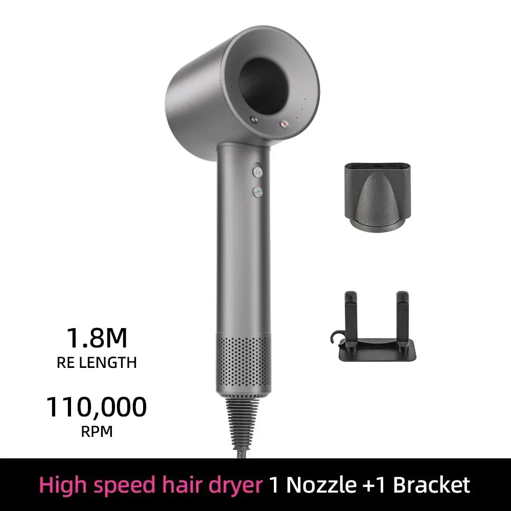 Sèche-cheveux ionique | 200 millions d'ions négatifs | Contrôle intelligent de la température | 110 000 tr/min