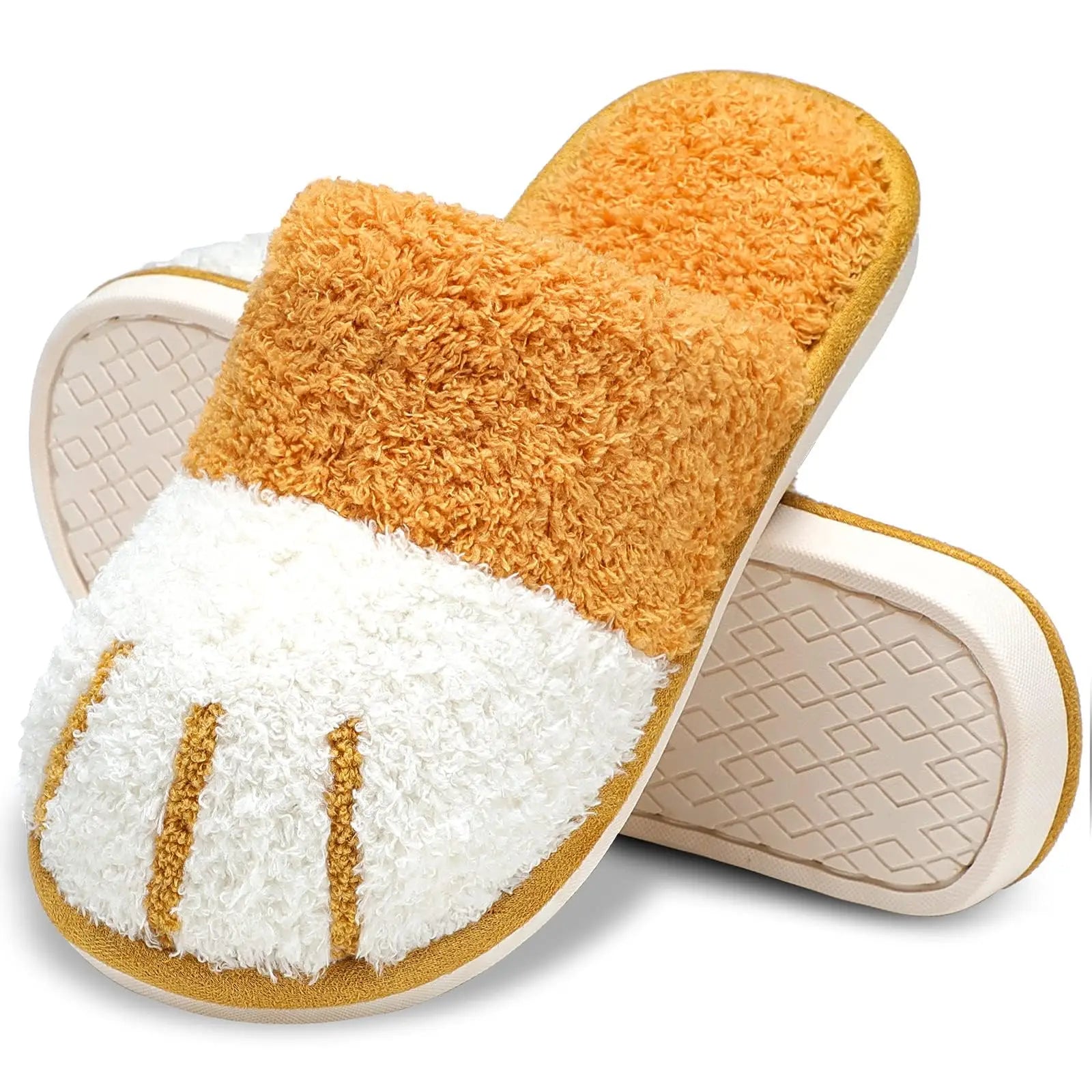 Pantoufles douces et confortables pour femmes - motif patte de chat, semelle intérieure en mousse à mémoire de forme, détente intérieure en hiver