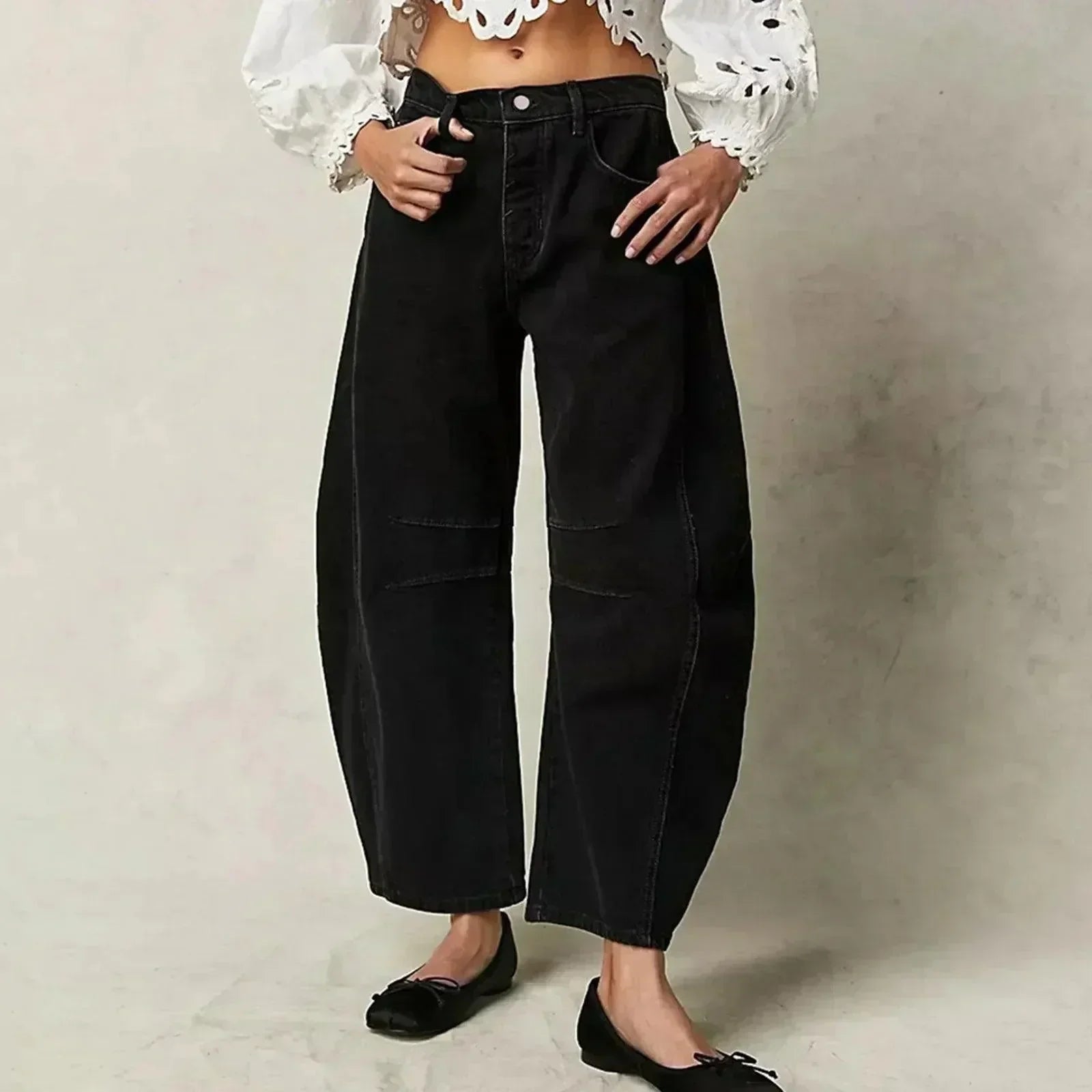 Jeans taille haute pour femmes à coupe large pour un look moderne et confortable