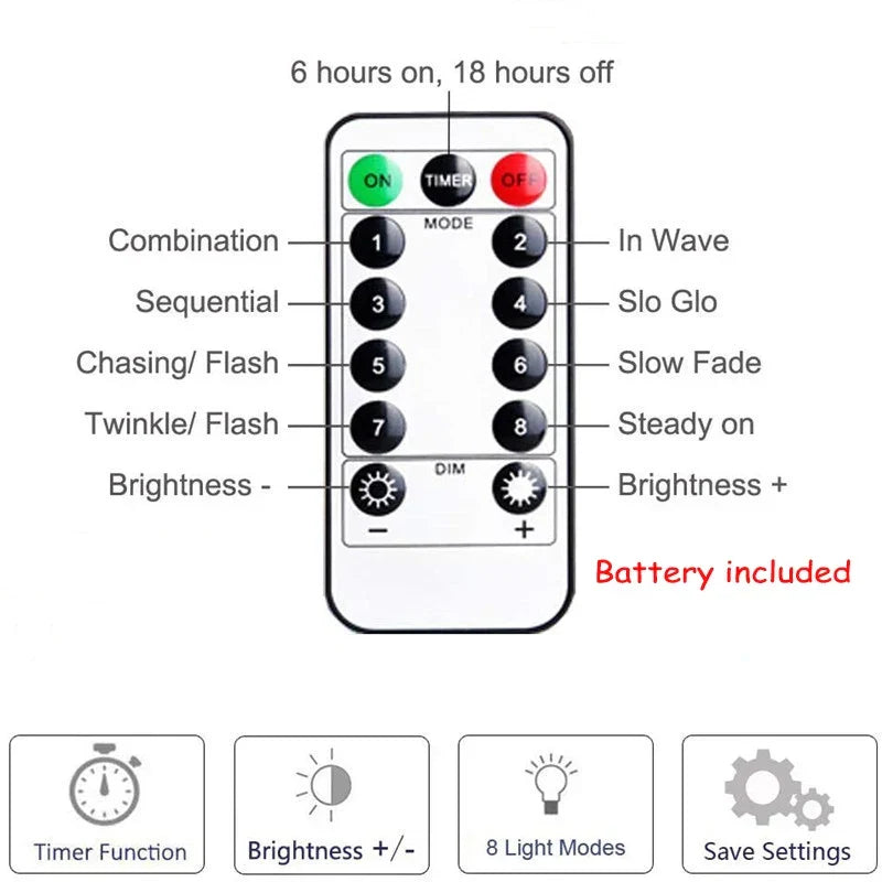 Guirlande lumineuse LED LumiCord | USB et télécommande | 8 modes | Blanc chaud | IP65 étanche | Fil de cuivre | 5 à 30 m