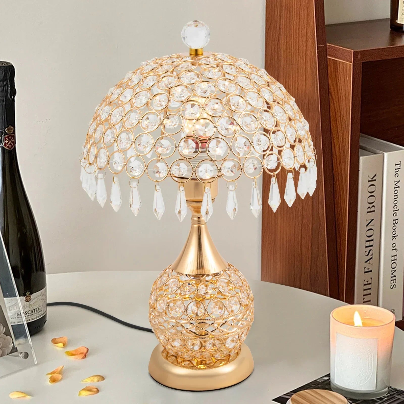 Lampe de table de chevet décorative de luxe en cristal moderne