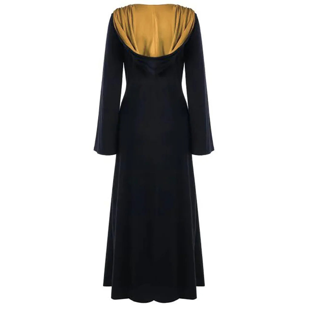 Robe cape de sorcière médiévale à capuche à lacets pour femme - Costume d'Halloween parfait pour les événements à thème