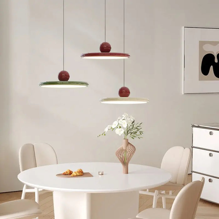 Lampe suspendue moderne | Conception de disque en verre inspirée du Bauhaus