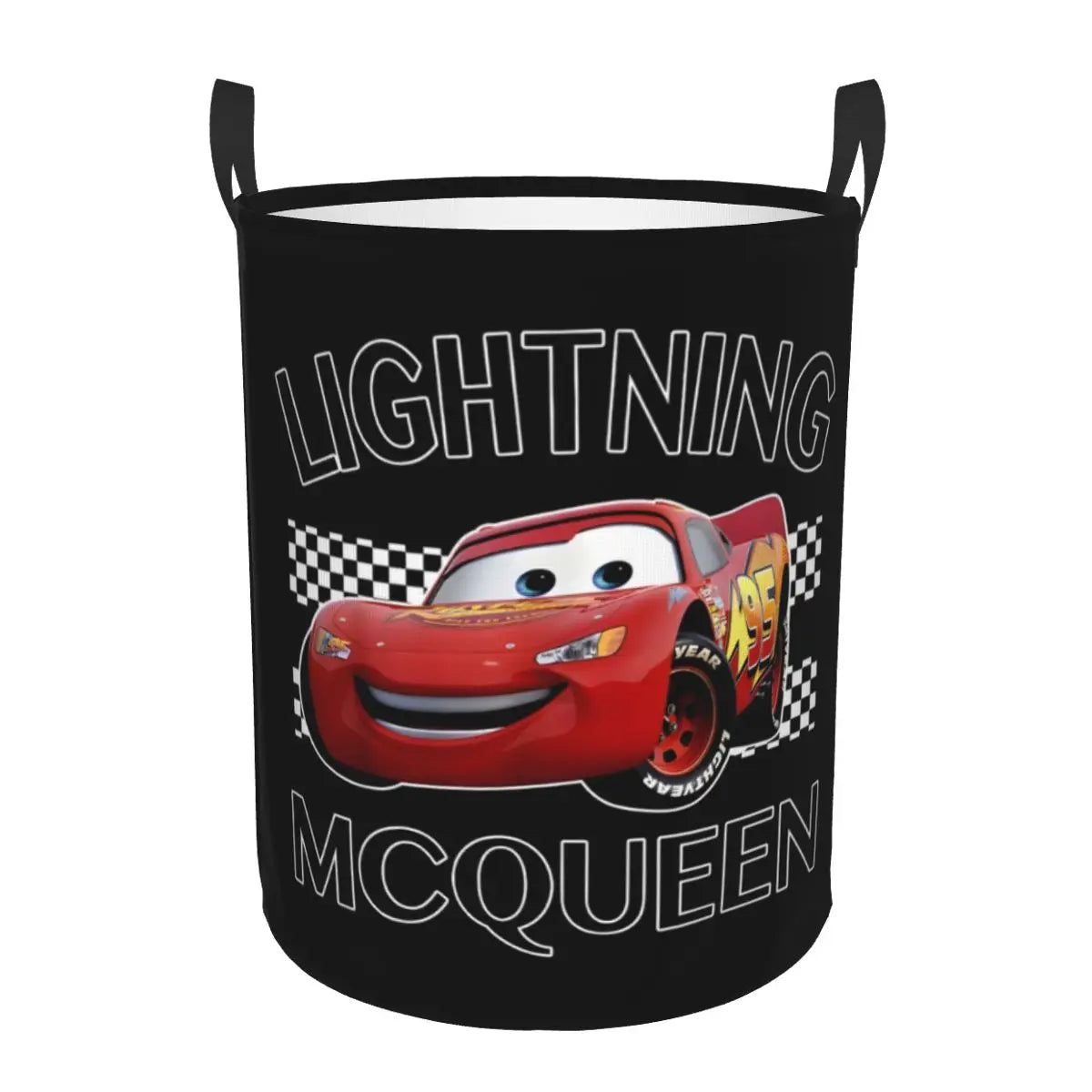 Panier à linge pliable Cars Lightning McQueen pour enfants, grande capacité en polyester avec poignées (S 34x42 cm, M 40x50 cm)