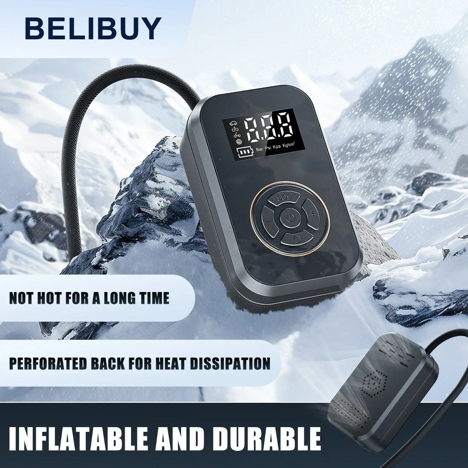 Narsago | Compresseur AirVolt Go | Sans fil et rechargeable | Pression des pneus et banque d'énergie tout-en-un | Compact et portable
