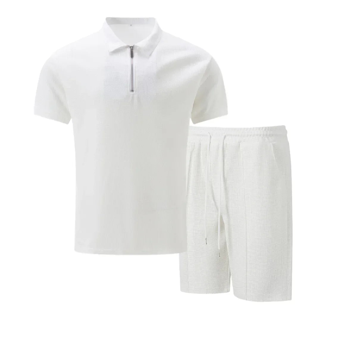 Ensemble d'été pour homme avec polo à col zippé et shorts confortables