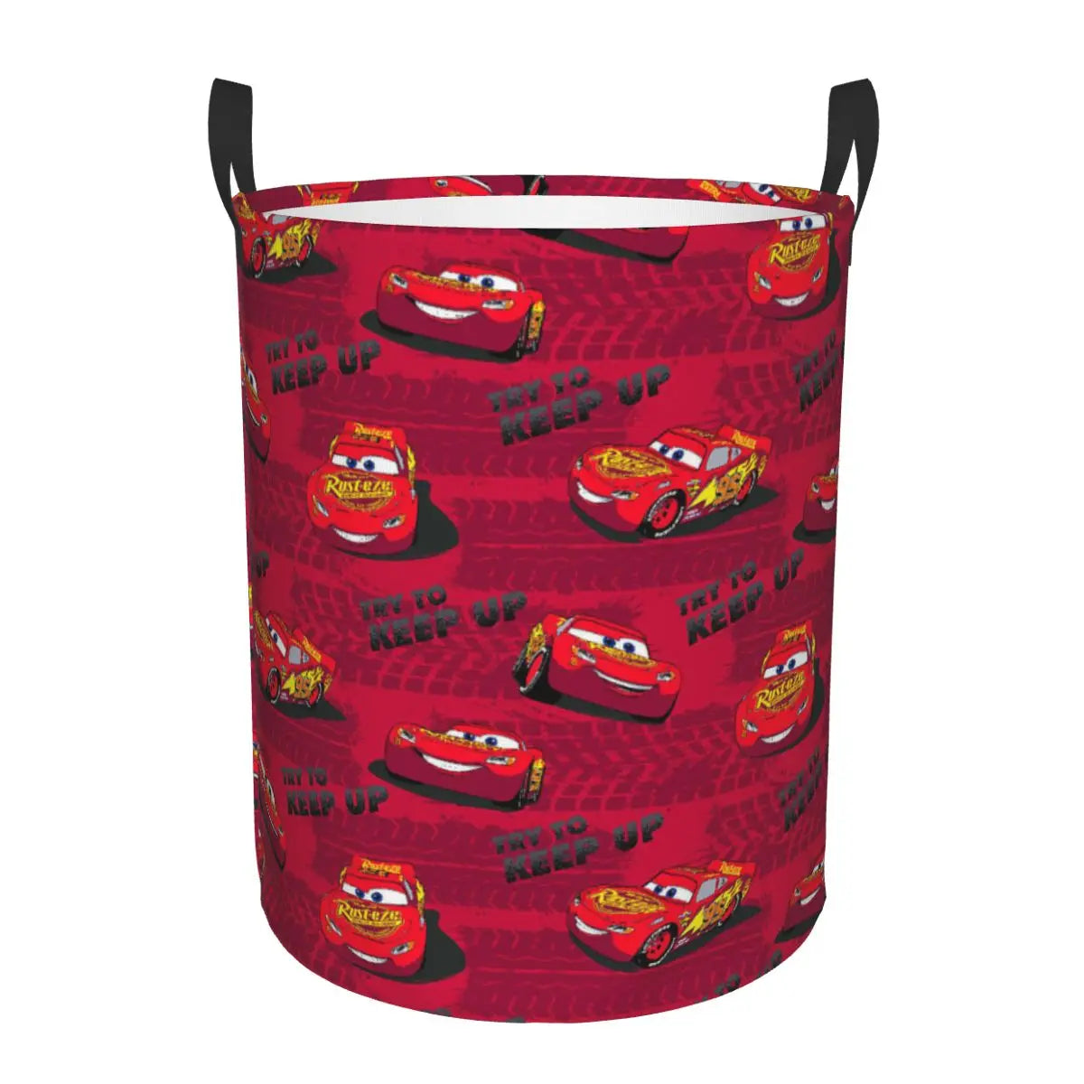 Panier à linge pliable Cars Lightning McQueen pour enfants, grande capacité en polyester avec poignées (S 34x42 cm, M 40x50 cm)