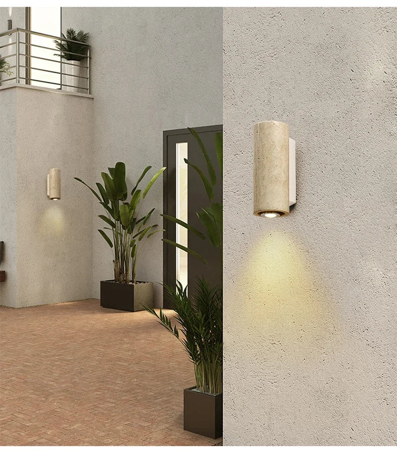 Applique murale LED en marbre jaune Japandi, lampe de chevet Wabi Sabi