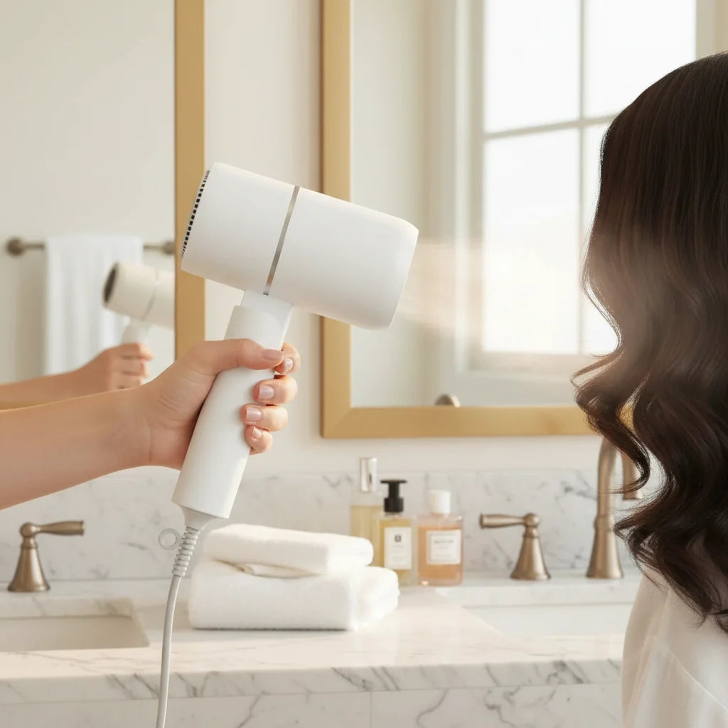 Sèche-cheveux ionique pliable – Compact, léger et prêt à voyager avec technologie anti-frisottis