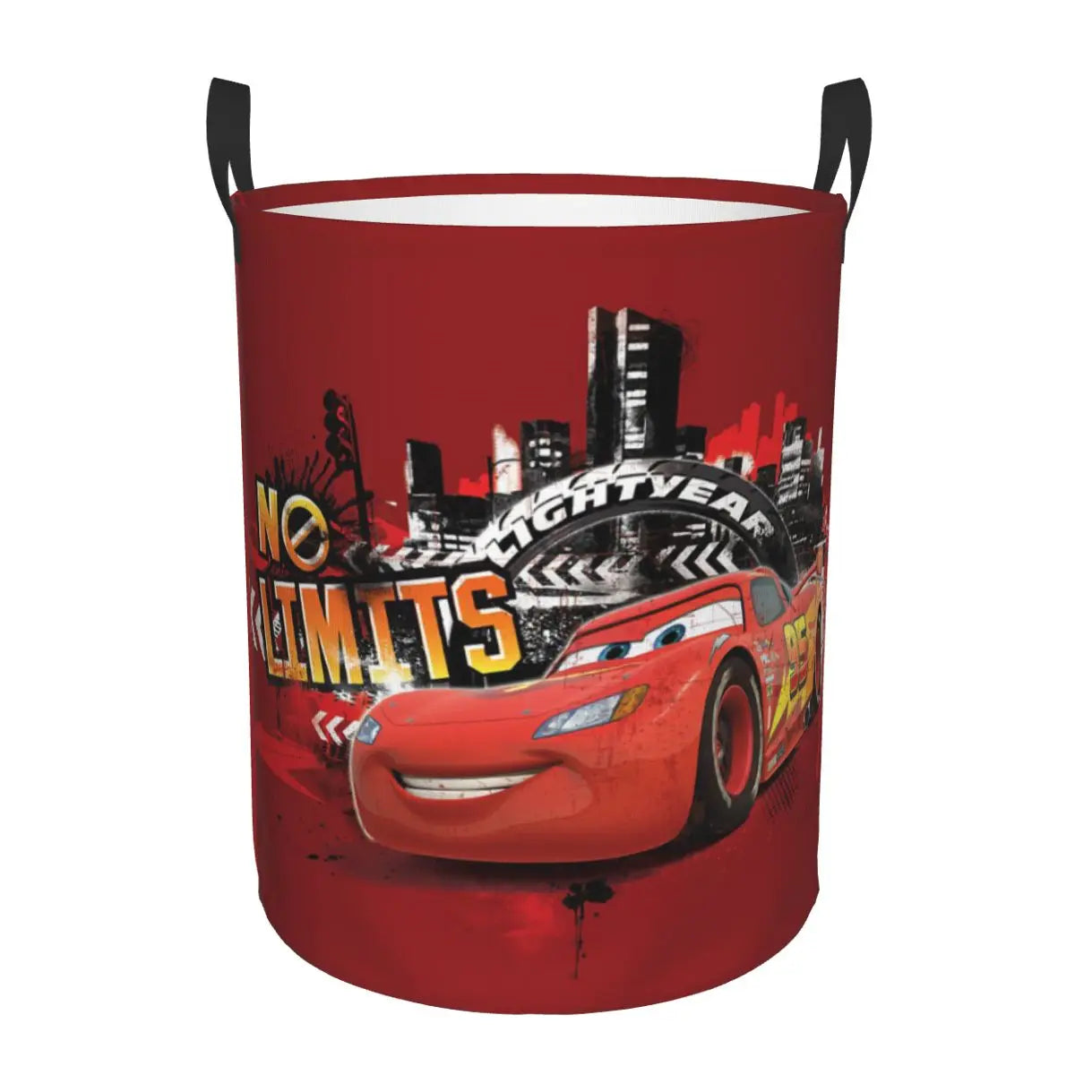 Panier à linge pliable Cars Lightning McQueen pour enfants, grande capacité en polyester avec poignées (S 34x42 cm, M 40x50 cm)
