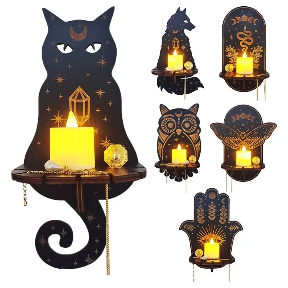 Étagère murale suspendue étagère à bougies décor mural fantaisiste Halloween automne 2025 éclairage ambiant confortable idée cadeau