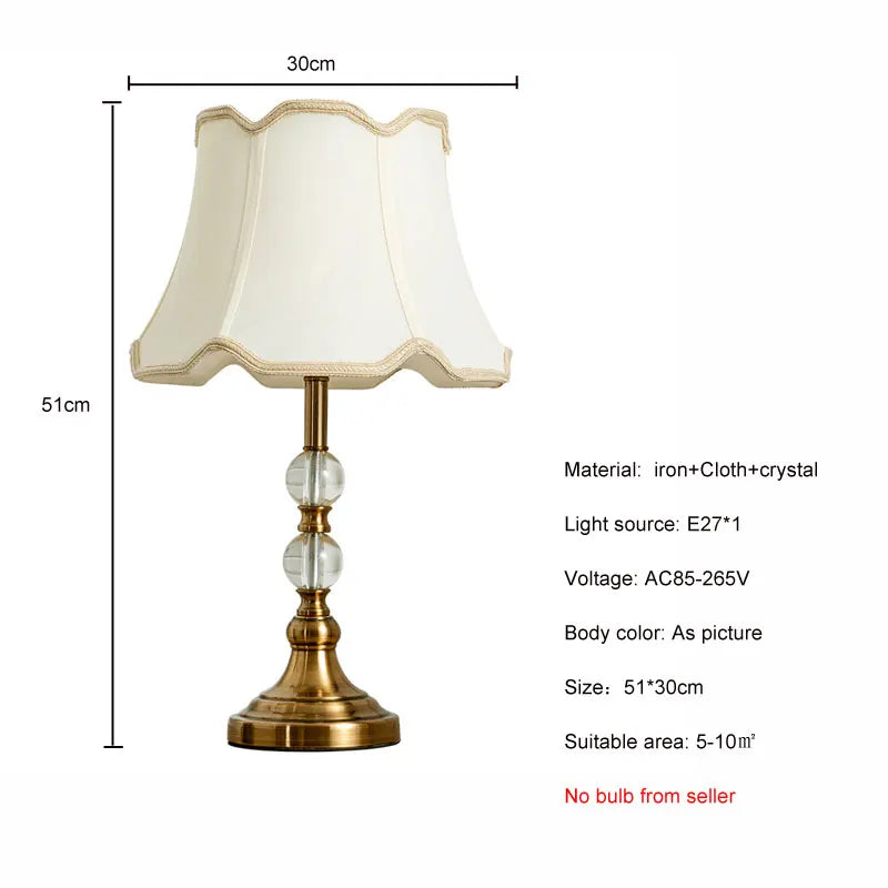 Lampe de chevet américaine en cristal de cuivre imitation – Lampe de bureau de style européen moderne