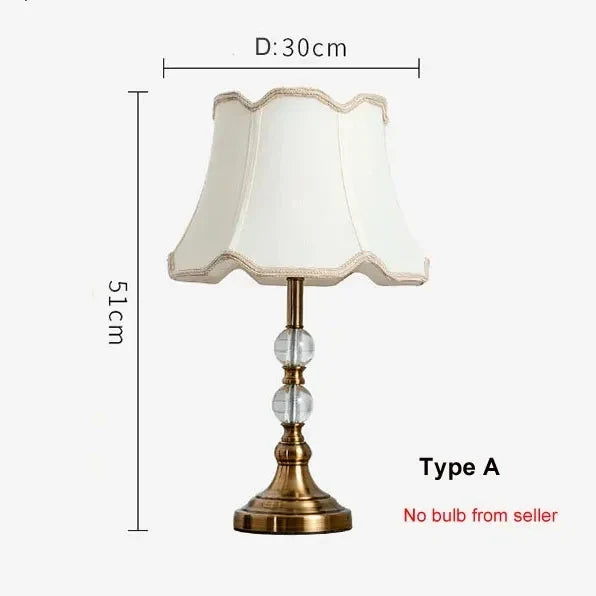 Lampe de chevet américaine en cristal de cuivre imitation – Lampe de bureau de style européen moderne