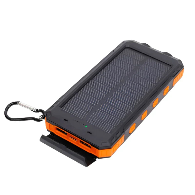 Batterie externe solaire portable avec charge rapide et torche LED double pour l'extérieur