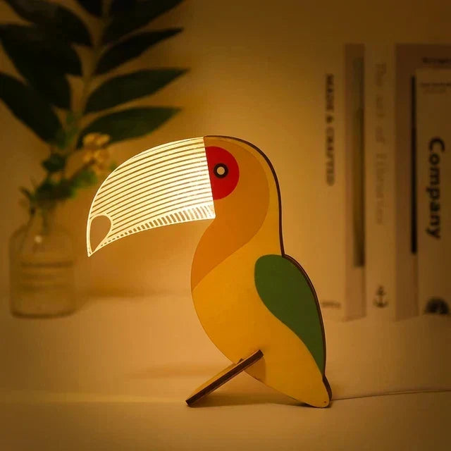 Charmantes lampes de chevet LED en bois avec animaux