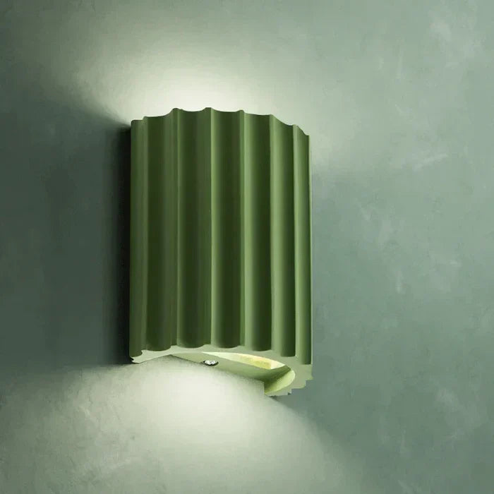 Applique Résine Sculpture Ondulée Nordique Blanc Vert Gris Chambre Couloir | Sansotis