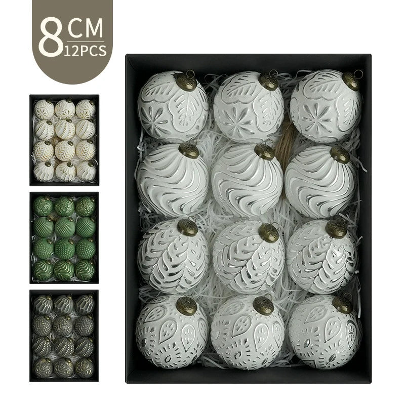 Ensemble d'ornements de boules de Noël décoratifs antiques