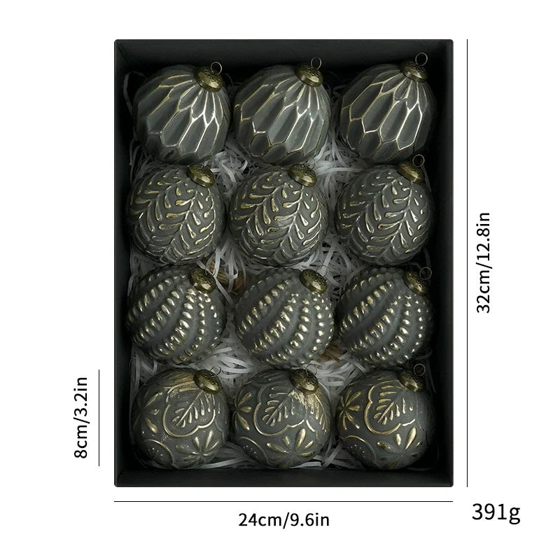 Ensemble d'ornements de boules de Noël décoratifs antiques