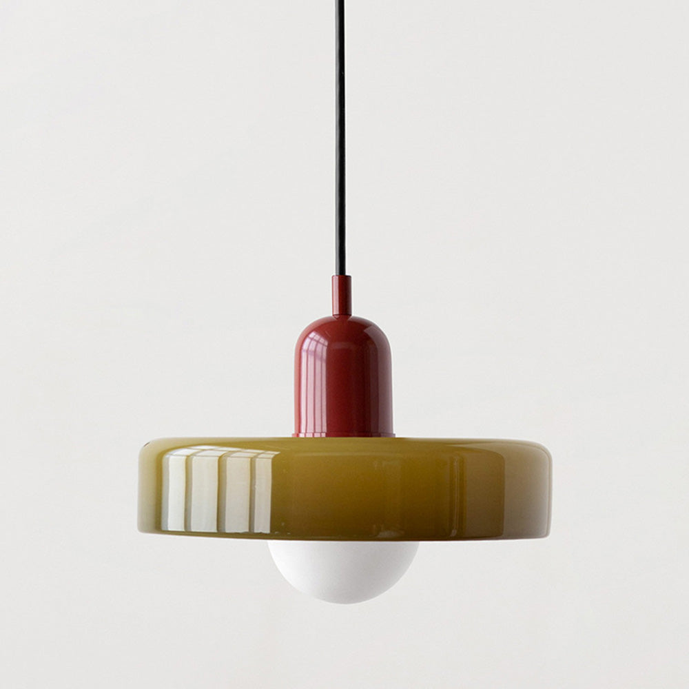 Suspension Bauhaus en Verre Coloré