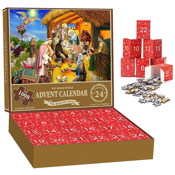 Calendrier de l'Avent de puzzles de Noël 1000 pièces - Cadeau de Noël