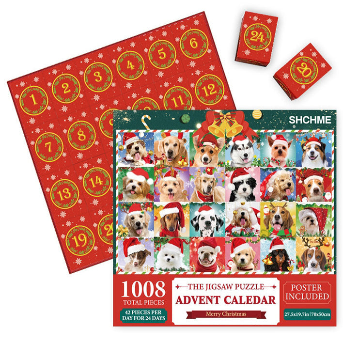 Calendrier de l'Avent de puzzles de Noël 1000 pièces - Cadeau de Noël