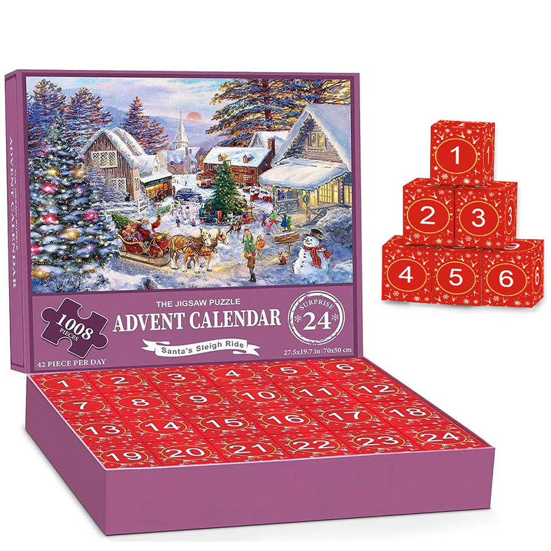 Calendrier de l'Avent de puzzles de Noël 1000 pièces - Cadeau de Noël