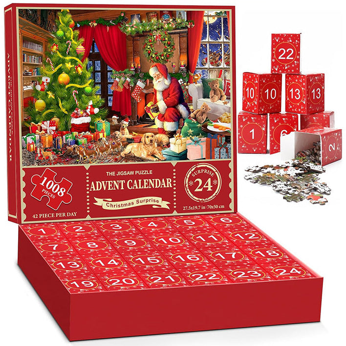 Calendrier de l'Avent de puzzles de Noël 1000 pièces - Cadeau de Noël