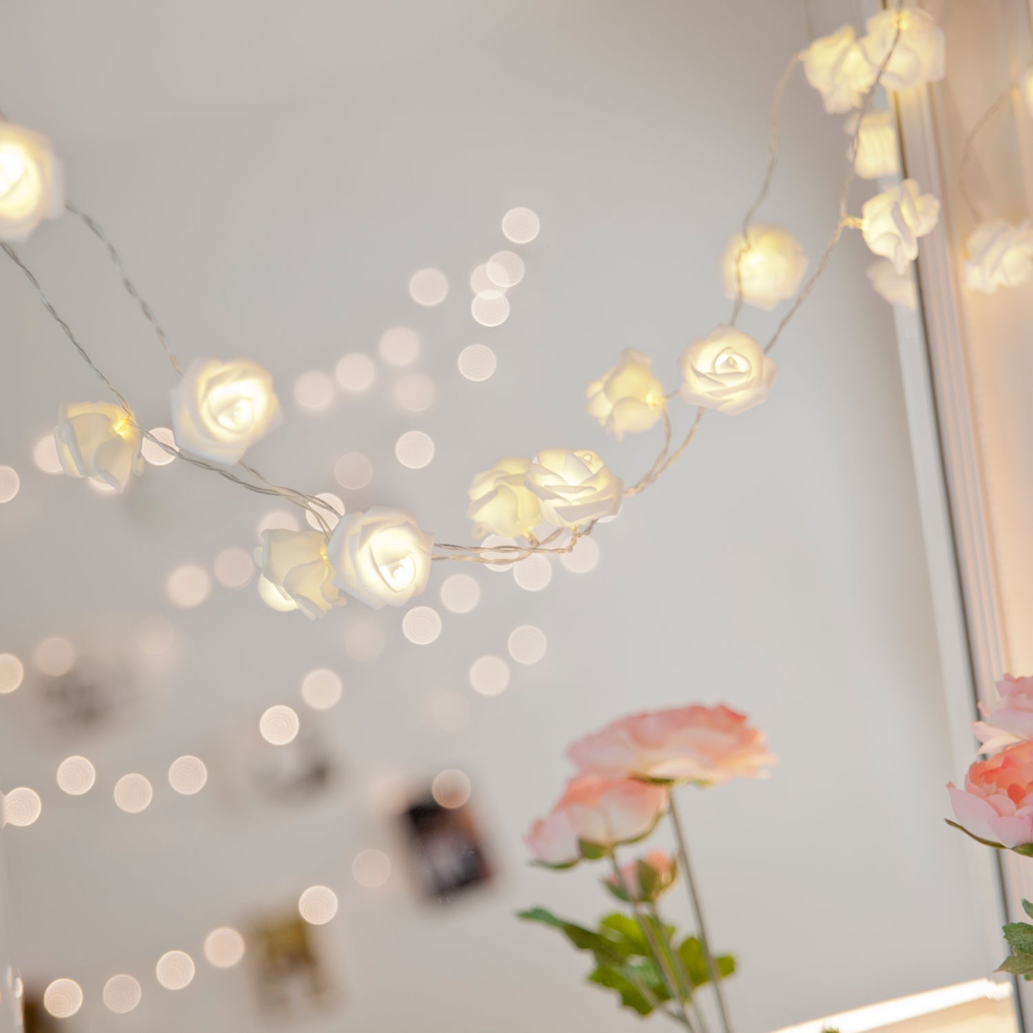 Guirlande Lumineuse Rose 30 LED blanc chaud