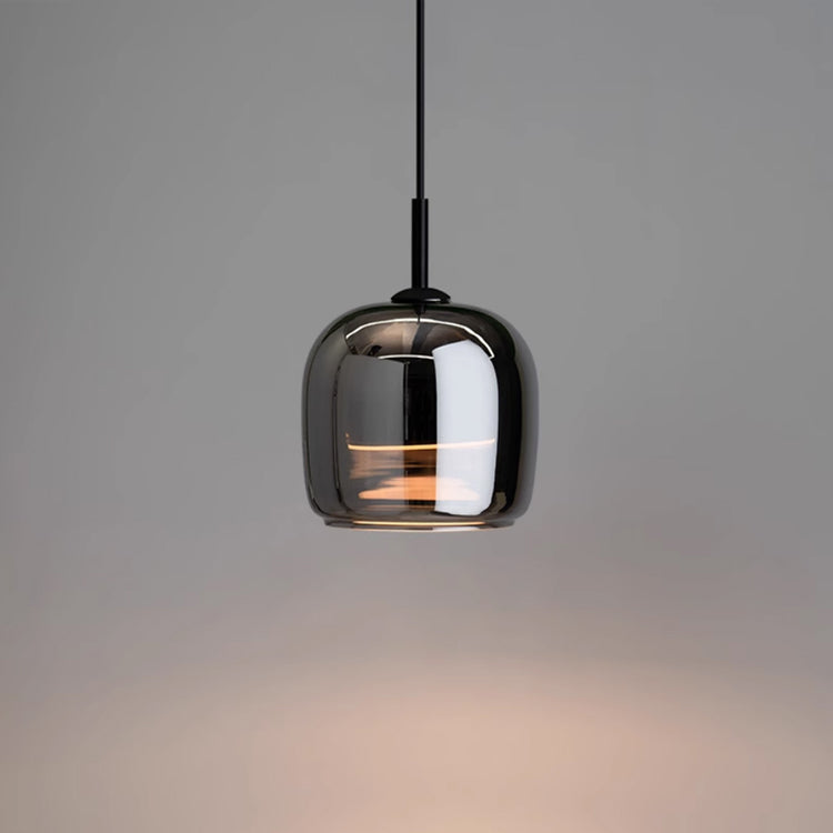 Lampe suspendue verre noir scandinave nordique LED E27 16cm suspension cuisine salon luxe | Sansotis