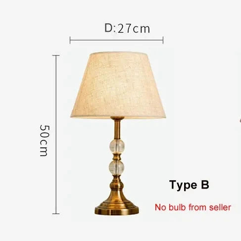 Lampe de chevet américaine en cristal de cuivre imitation – Lampe de bureau de style européen moderne