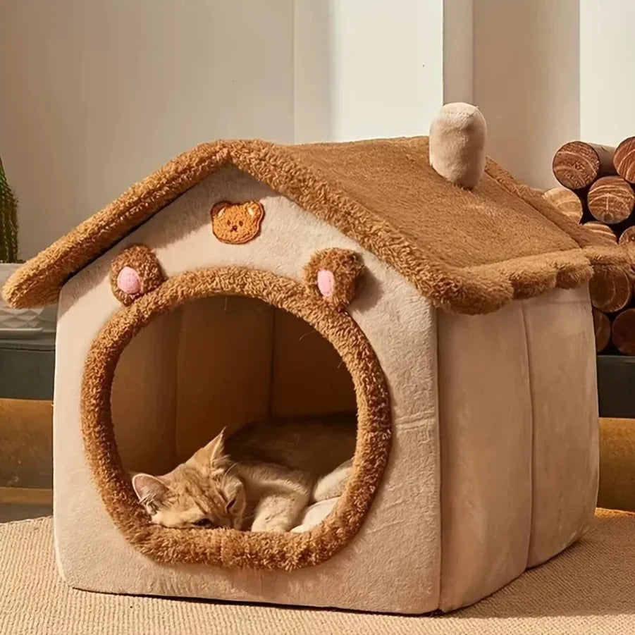 SnugCube Maison pour chat pliable – niche pour chien en peluche lavable