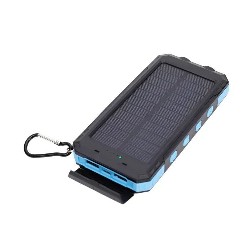 Batterie externe solaire portable avec charge rapide et torche LED double pour l'extérieur