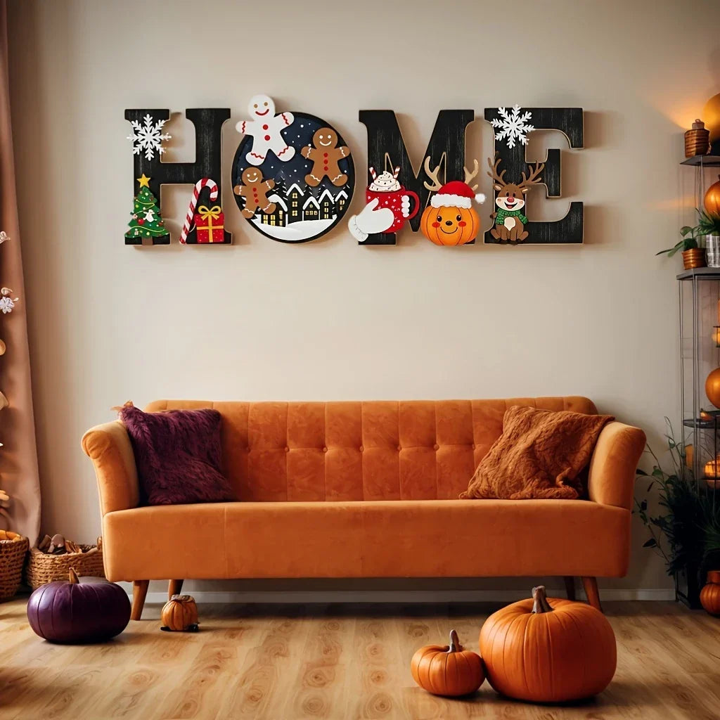 Lettres de décoration murale de noël en bois, Style ferme, maison, vacances 2025, décoration murale suspendue pour porche, décor festif confortable