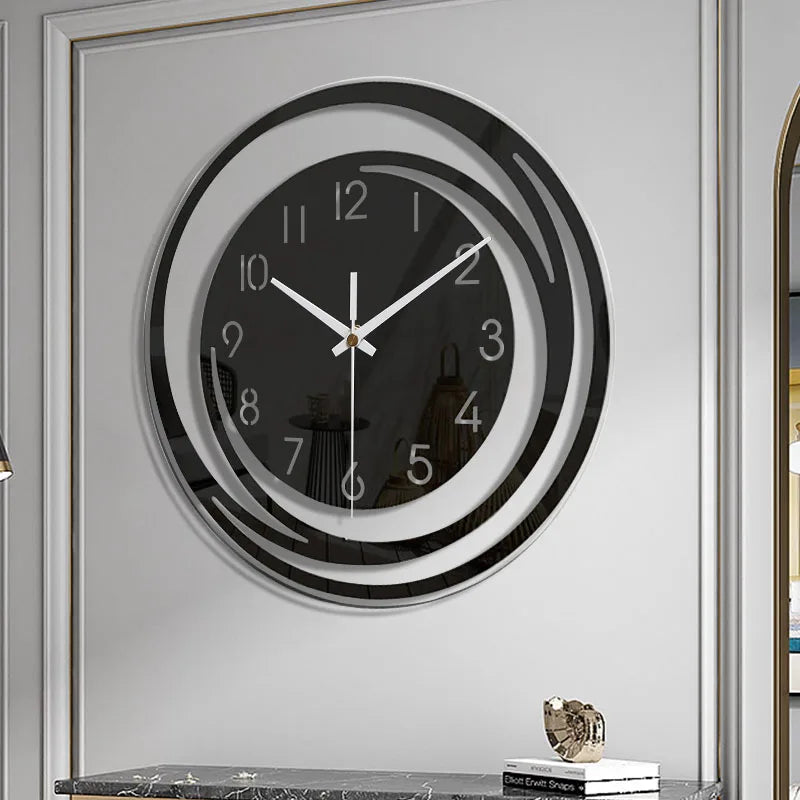 Horloge Murale Acrylique Noir - Design Géométrique Moderne - Mécanisme Silencieux - Élégance Intemporelle Scandinave | Sansotis