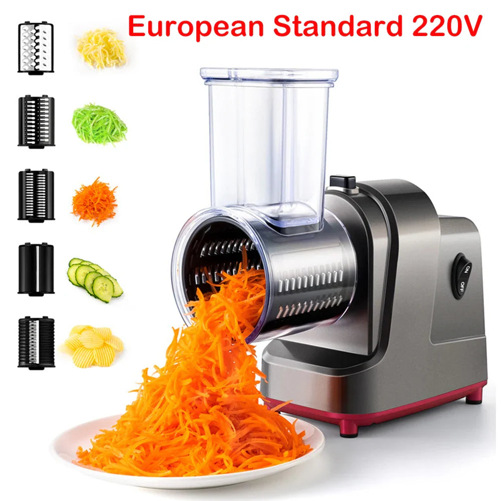 Râpeur électrique 5 en 1 avec fonction automatique pour légumes et fromage