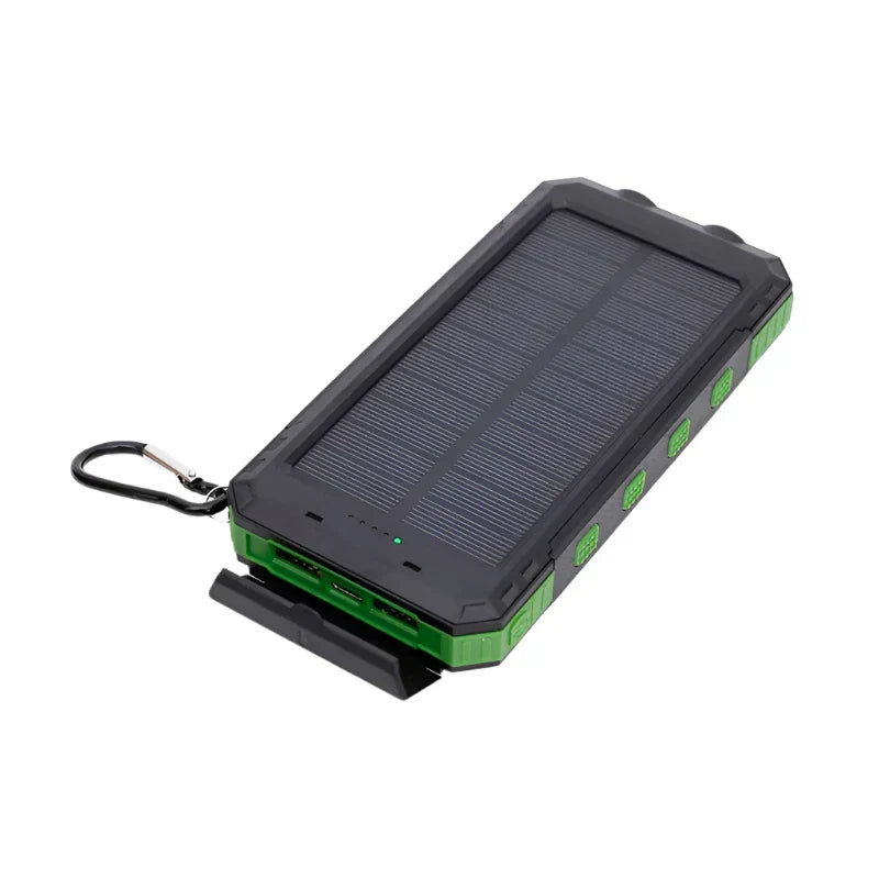 Batterie externe solaire portable avec charge rapide et torche LED double pour l'extérieur