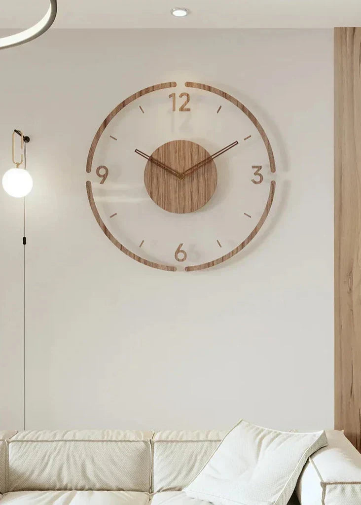 Houten Wandklok 30-35cm Massief Hout Stille Uurwerk Woonkamer Slaapkamer Kantoor Scandinavisch Design | Sansotis