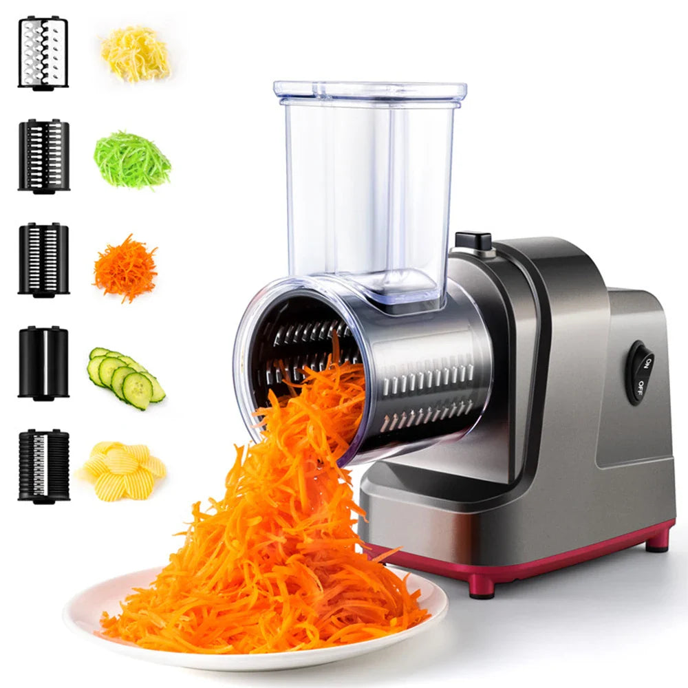 Râpeur électrique 5 en 1 avec fonction automatique pour légumes et fromage