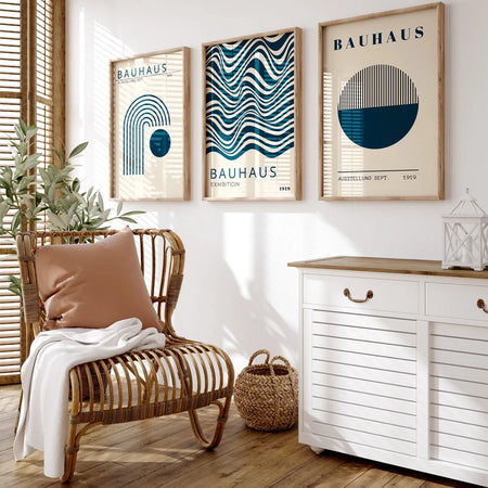 Affiche d’art géométrique Bauhaus, décoration murale moderne et vintage