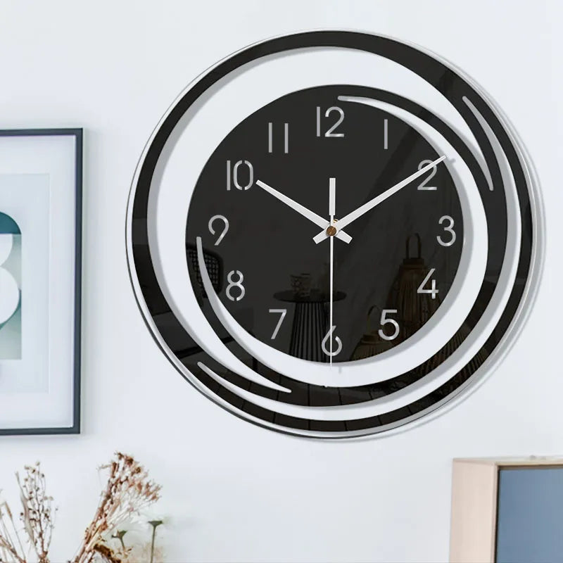 Horloge Murale Acrylique Noir - Design Géométrique Moderne - Mécanisme Silencieux - Élégance Intemporelle Scandinave | Sansotis